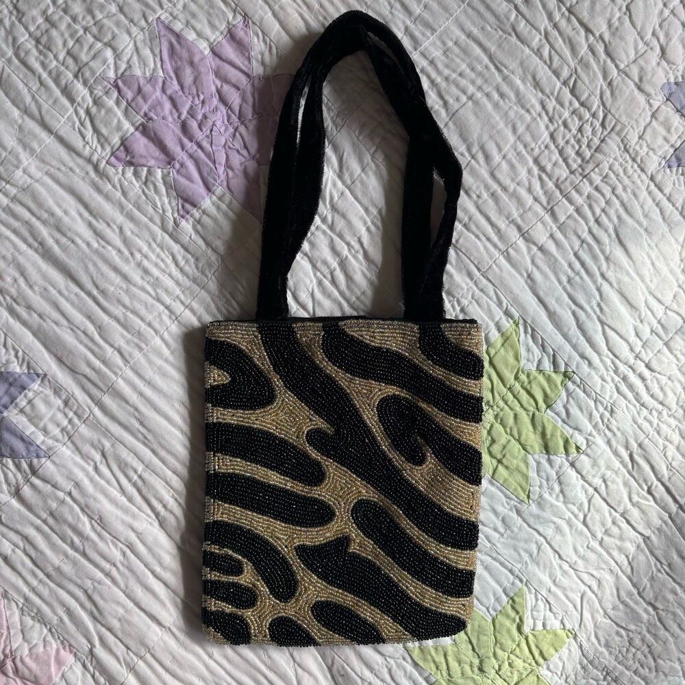 Y2K Velvet and Beaded Animal Print Small Purse Arizona Jean Co